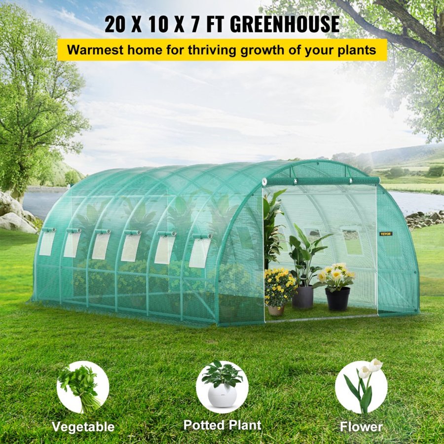 EVOR 20x10x7 Greenhouse – 12 Windows, 0.8" Diameter