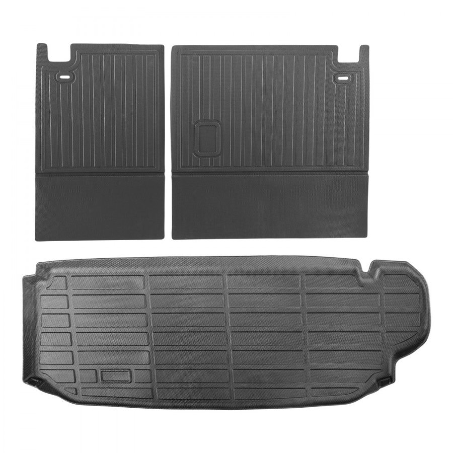 VEVOR Cargo Mats Compatible with Toyota Kluger & Highlander 2020-2024, Custom Fit TPE Cargo Liner Set for SUVs, Trunk and Rear Back Seat Protector Replacement, Trunk Mat and Backrest Mats