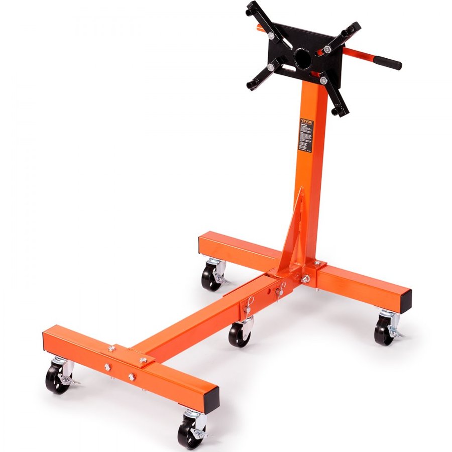 VEVOR Engine Stand, 1500 lbs (3/4 Ton) Rotating Engine Motor Stand with 360 Degree Adjustable Head, Cast Iron Folding Motor Hoist Dolly, 5-Caster, 4 Adjustable Arms, for Vehicle Maintenance