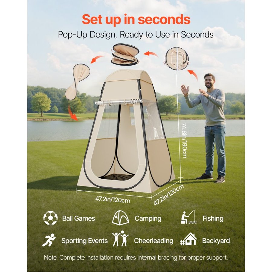 VEVOR Single Person Sports Pop Up Tent – 47x47, TPU, 210D