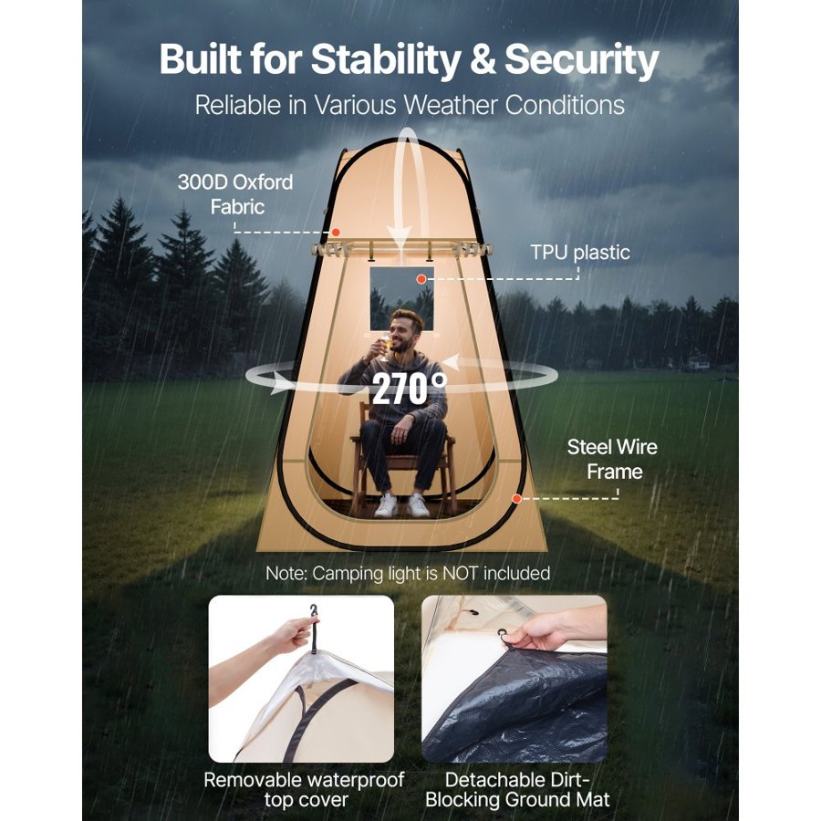 VEVOR Single Person Sports Pop Up Tent – 47x47, TPU, 210D