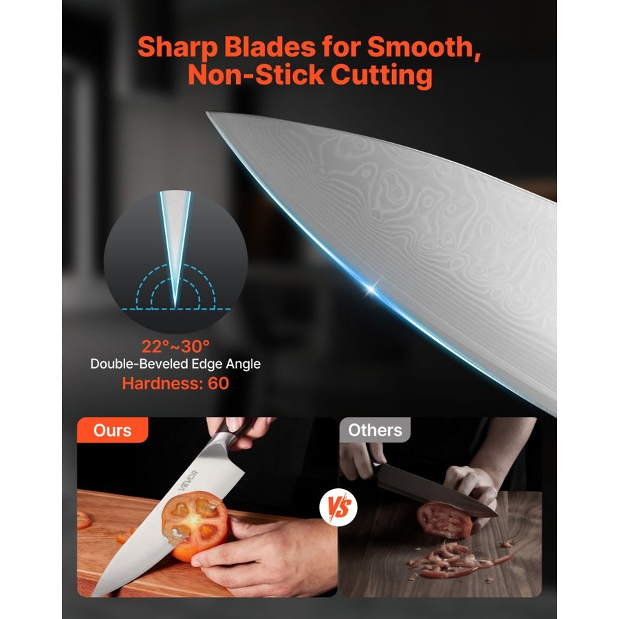 VEVOR 6 Piece Kitchen Knife Set – 5 Knives, 8 Inch
