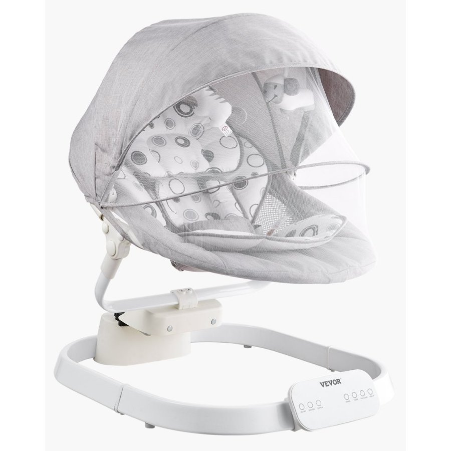 VEVOR Baby Swing, Baby Rocker for Infant with 3 Speeds & 3 Seat Positions, IMD Touch Panel, Remote Control, Bluetooth & 10 Preset Lullabies, Portable Infant Swing for 0-9 Month Boys Girls up to 20lbs