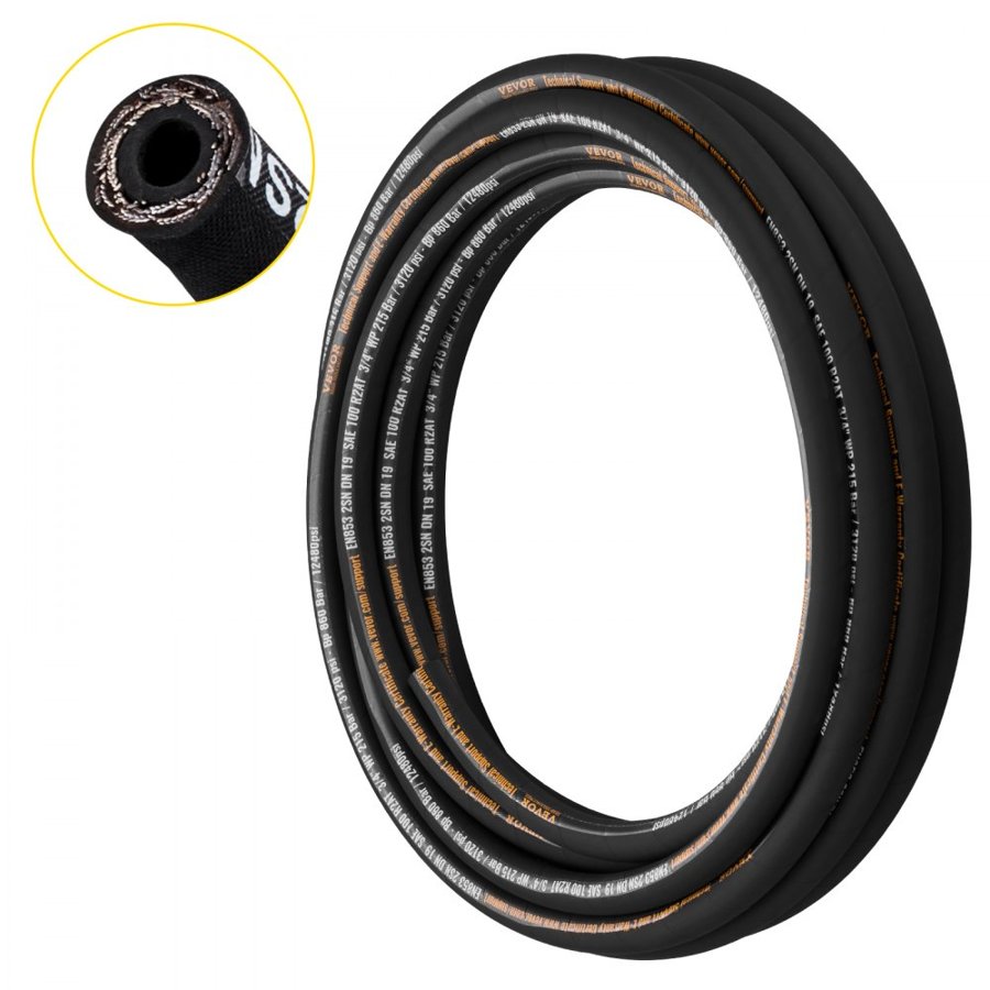 VEVOR 3 4 inch Hydraulic Hose – 3120 PSI, 50 ft Flexible
