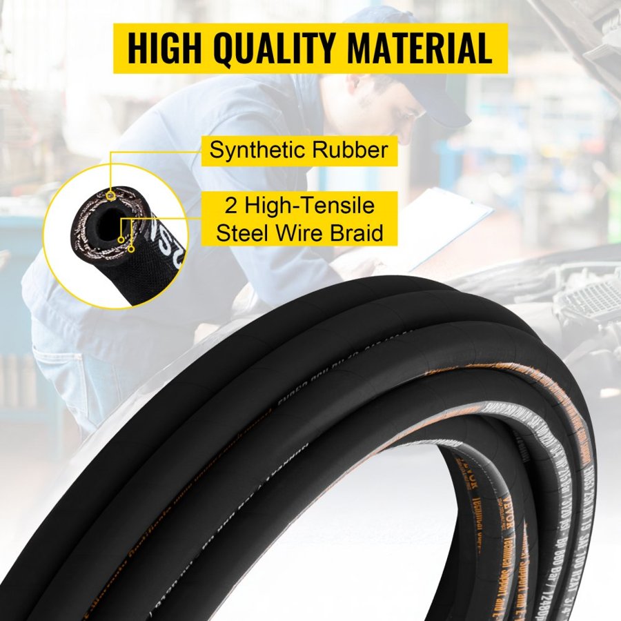 VEVOR 3 4 inch Hydraulic Hose – 3120 PSI, 50 ft Flexible
