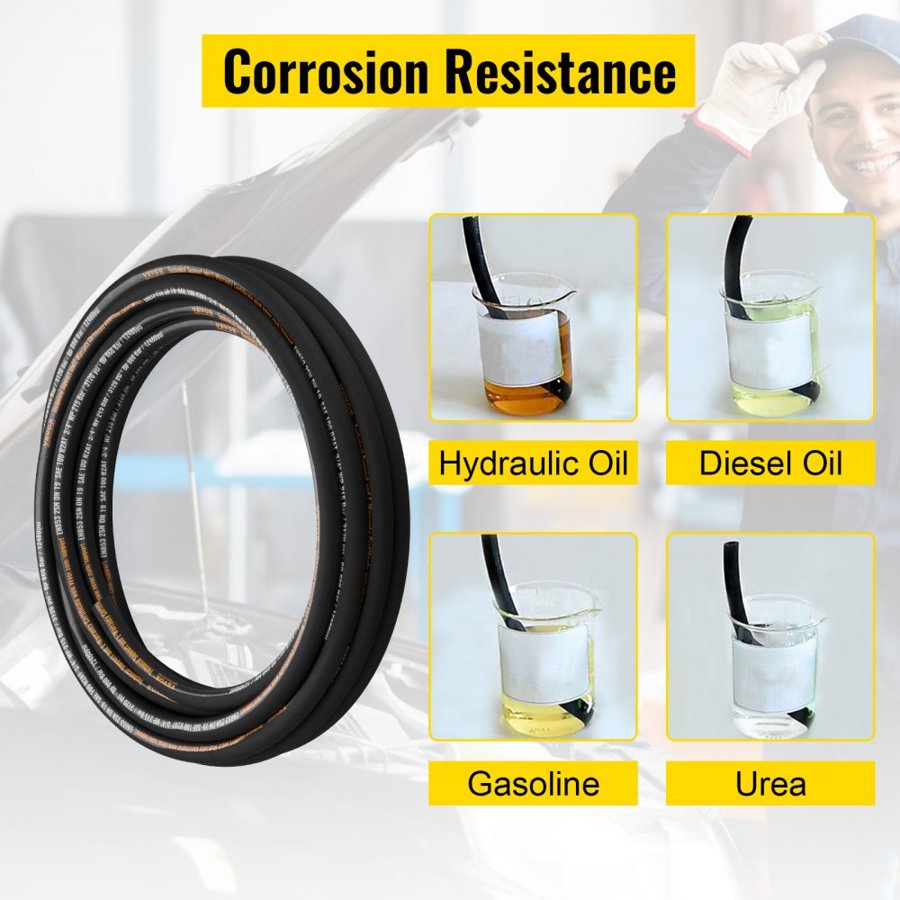 VEVOR 3 4 inch Hydraulic Hose – 3120 PSI, 50 ft Flexible
