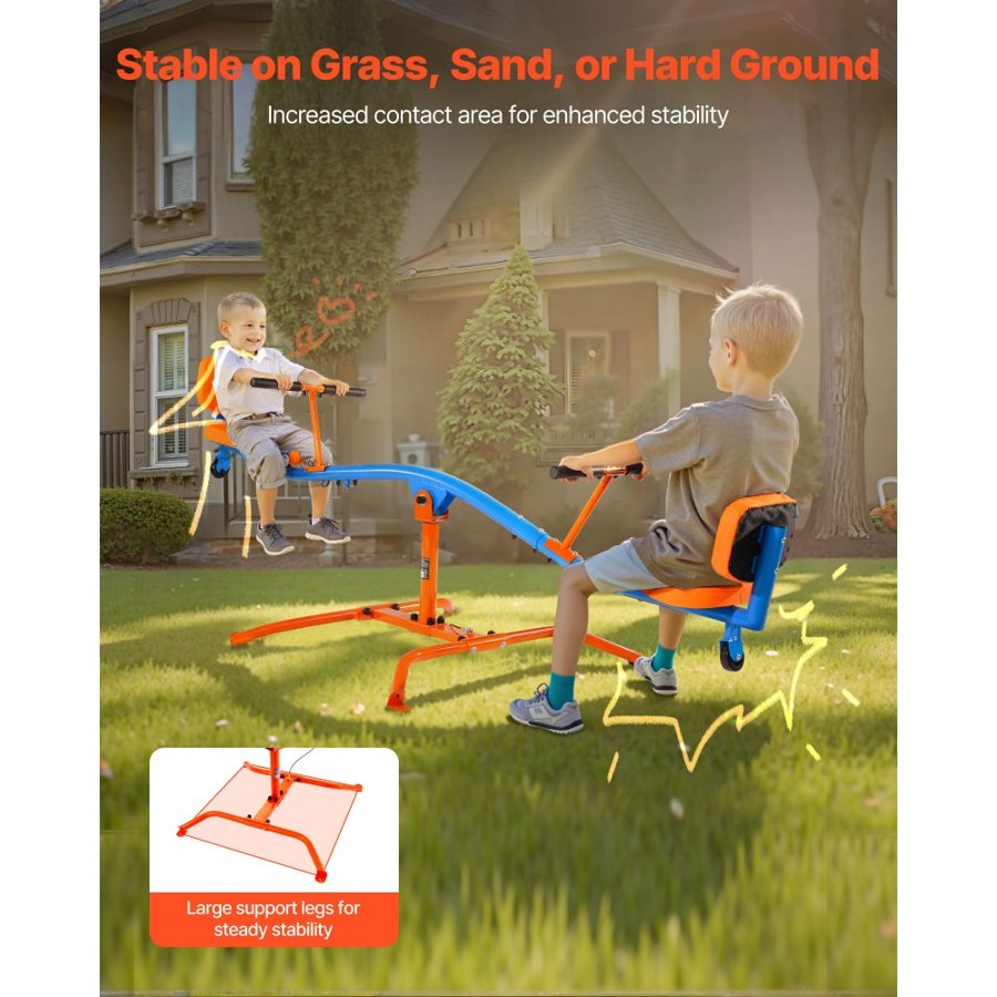 VEVOR Kids Seesaw, 136 kg Load Capacity, Sit and Spin Teeter Totter with Easy-Grip Handles, Kids Outdoor Playground Equipment, Outside Toys, Swiveling 360 Degrees Rotating for Children Aged 3+
