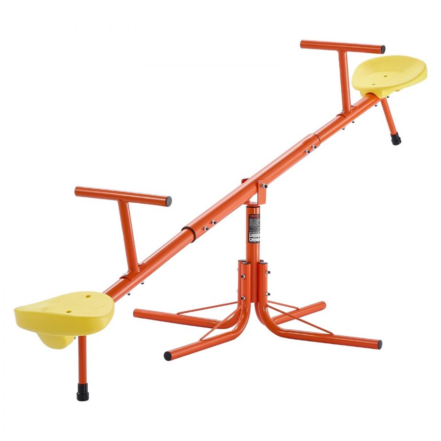 VEVOR Kids Seesaw, 45.4 kg Load Capacity per Seat, Sit and Spin Teeter Totter with 4-prong Support Legs, Kids Outdoor Playground Equipment, Swiveling 360 Degrees Rotating for Children Aged 3+