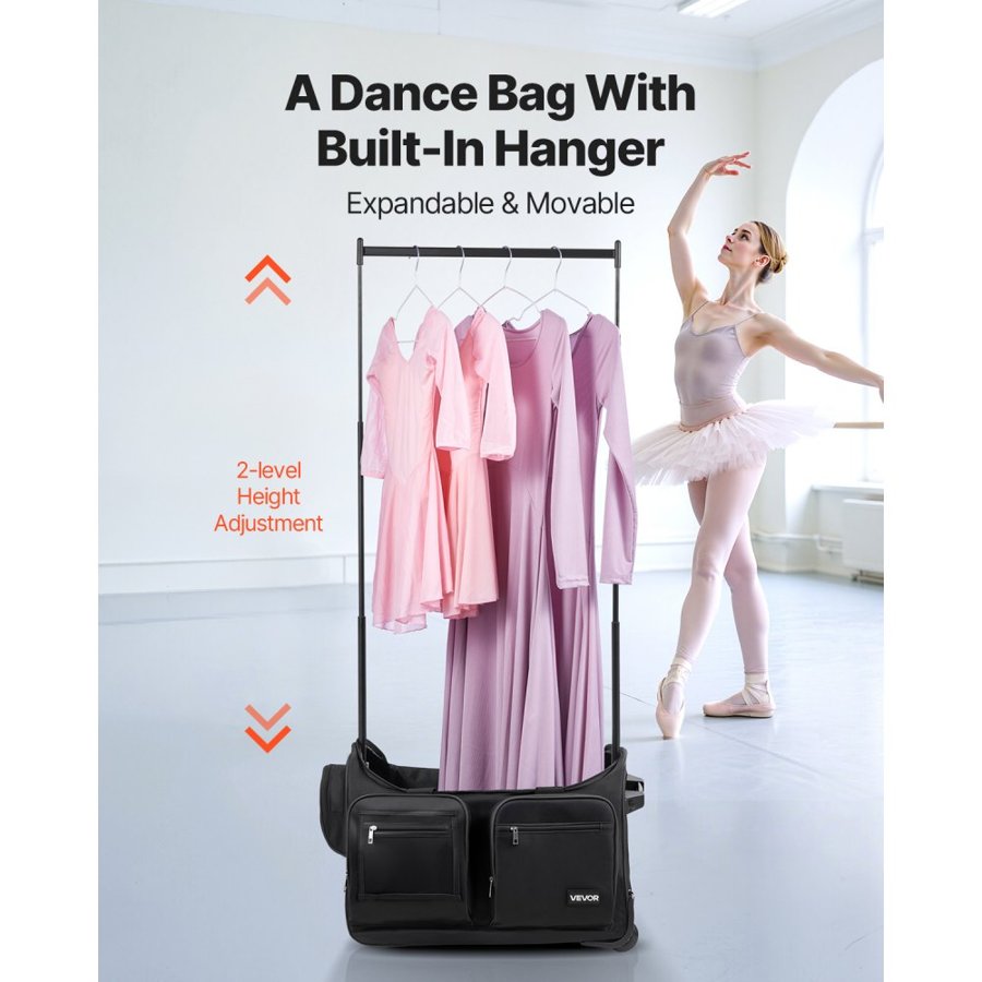 VEVOR Dance Duffel Bag with Garment Rack – 23", 600D Oxford