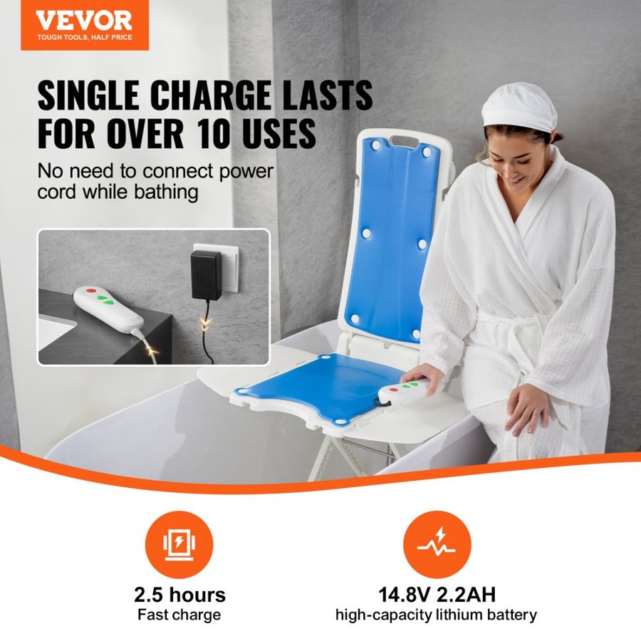 VEVOR Electric Chair Lift, Devices to Lift Elderly off Floor for Elderly, 3.03-19.96 inch Height Adjustable, Support Up to 310 LBS, 45° Tilt for Comfortable Leaning, for Seniors, Patient, Elderly