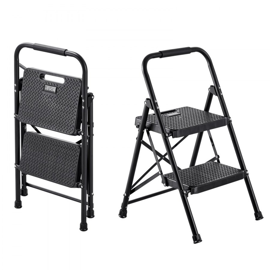 VEVOR 2 Step Folding Ladder – 600 lbs, Anti-Slip Pedal