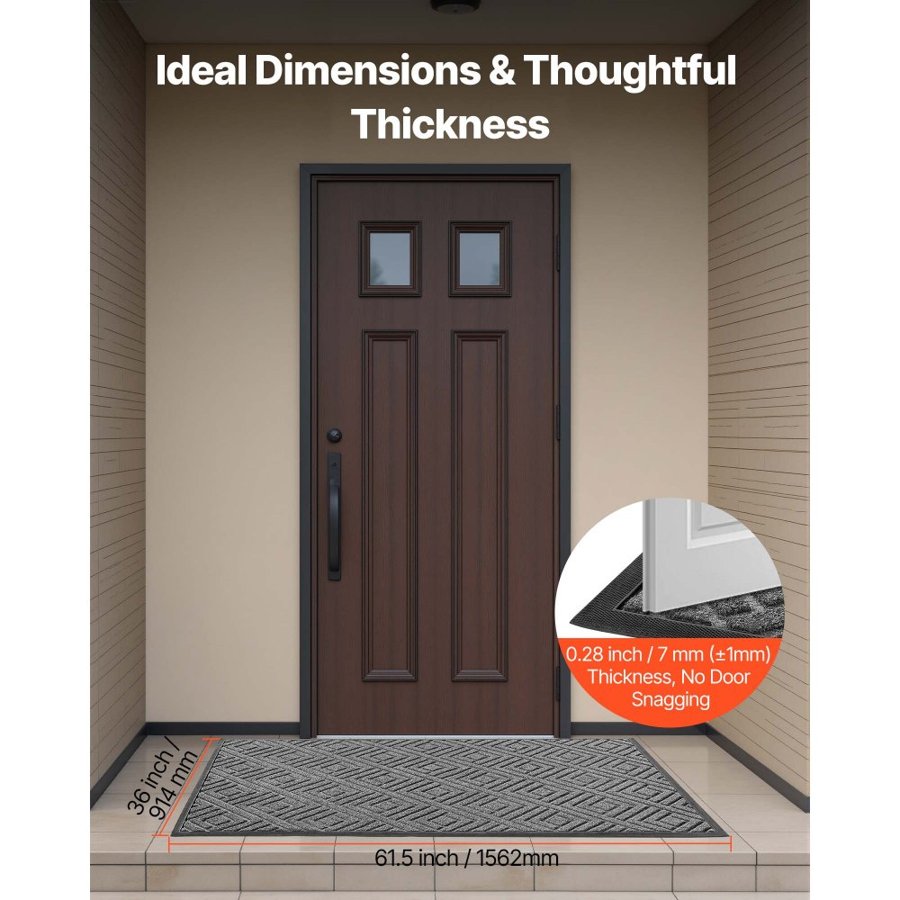 VEVOR Commercial Front Door Mat – 61.5 × 36 Inch, 0.28 Inch