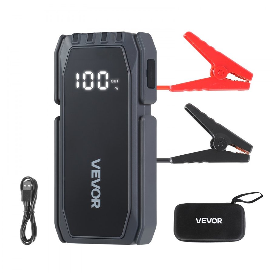 VEVOR 1500 Amp Jump Starter – 10000mAh, 500A Start, 37Wh