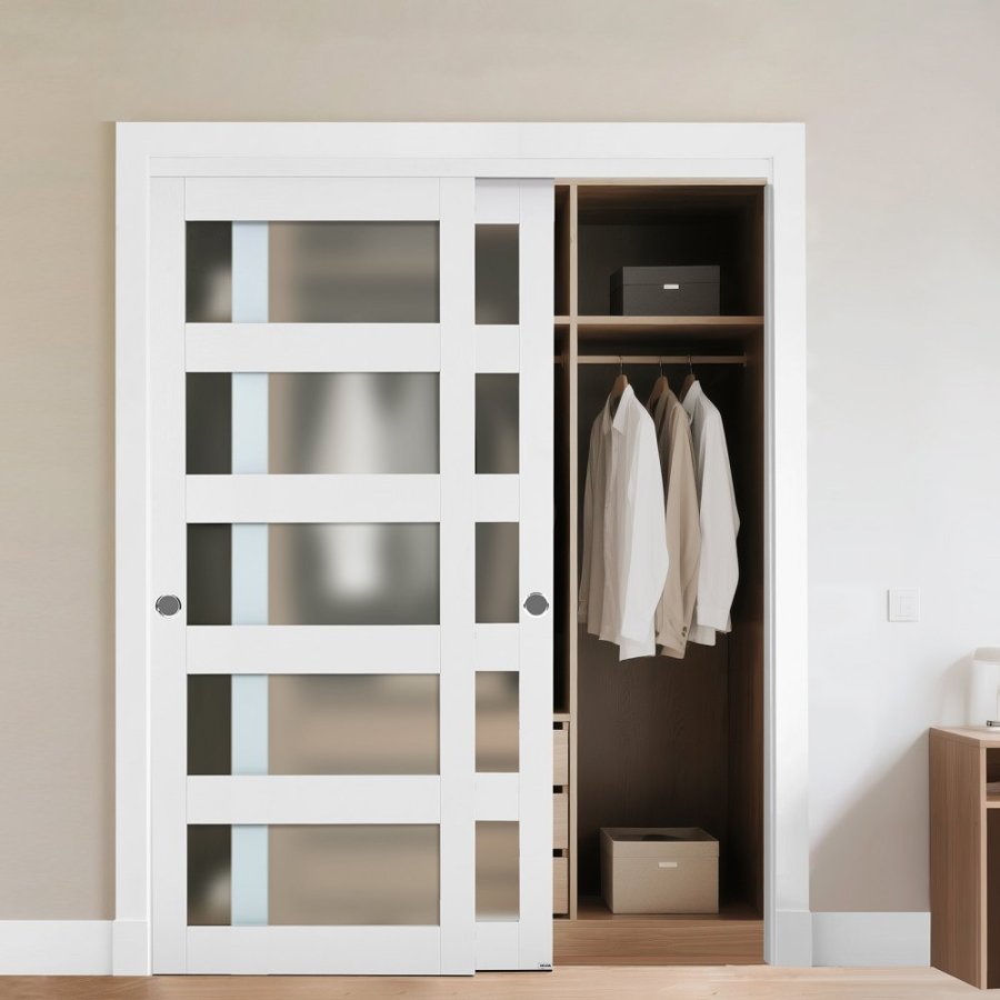 VEVOR Closet Doors 60 x 80 – 5-Lite Glass, 31x78 Inch