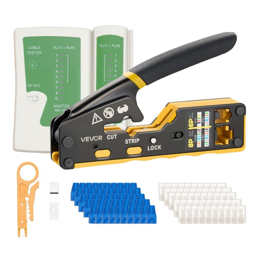 VEVOR Ethernet Cable Crimping Tool – RJ45/RJ11/RJ12, Kit