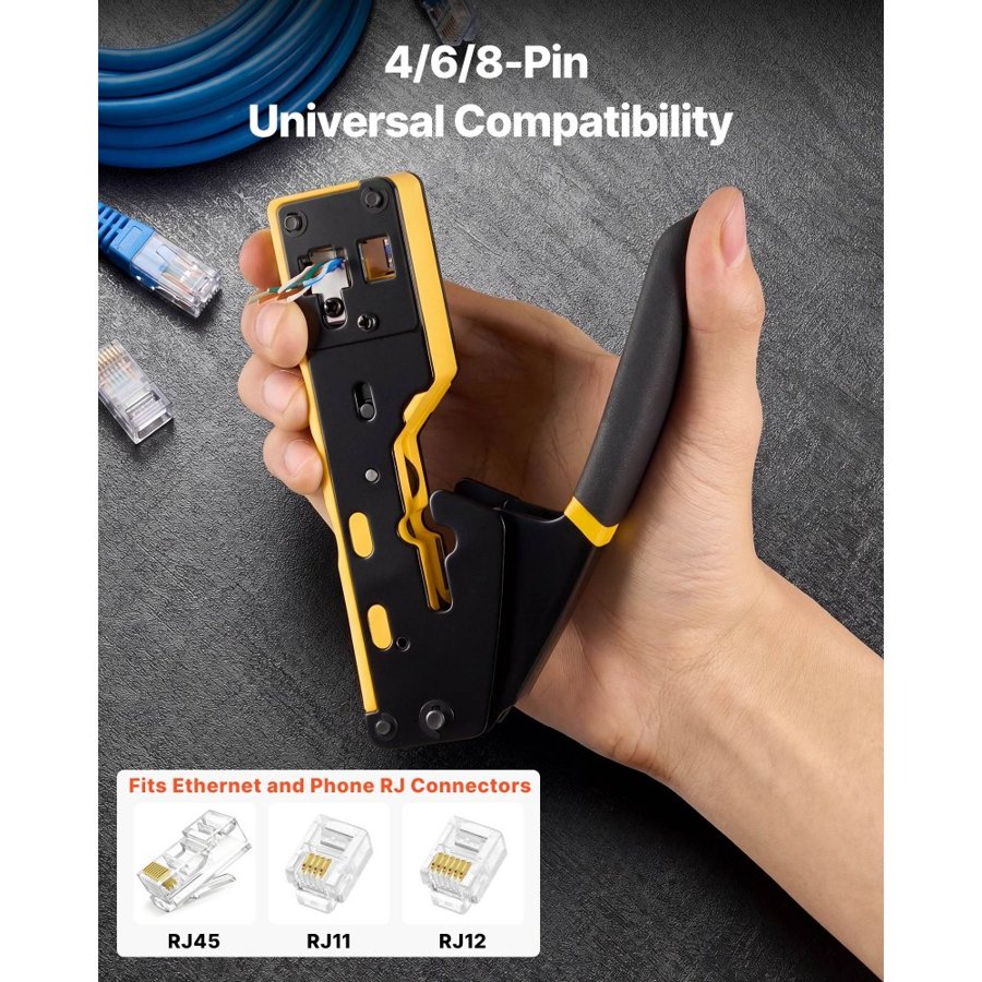 VEVOR Ethernet Cable Crimping Tool – RJ45/RJ11/RJ12, Kit