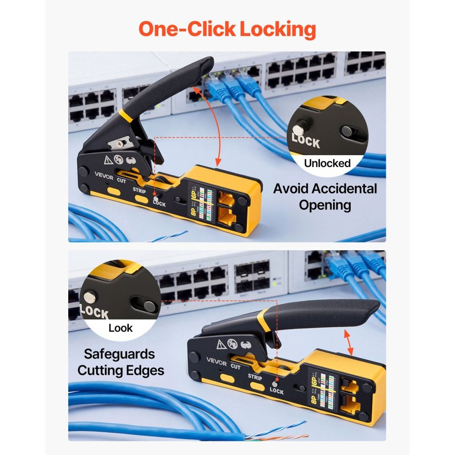VEVOR Ethernet Cable Crimping Tool – RJ45/RJ11/RJ12, Kit