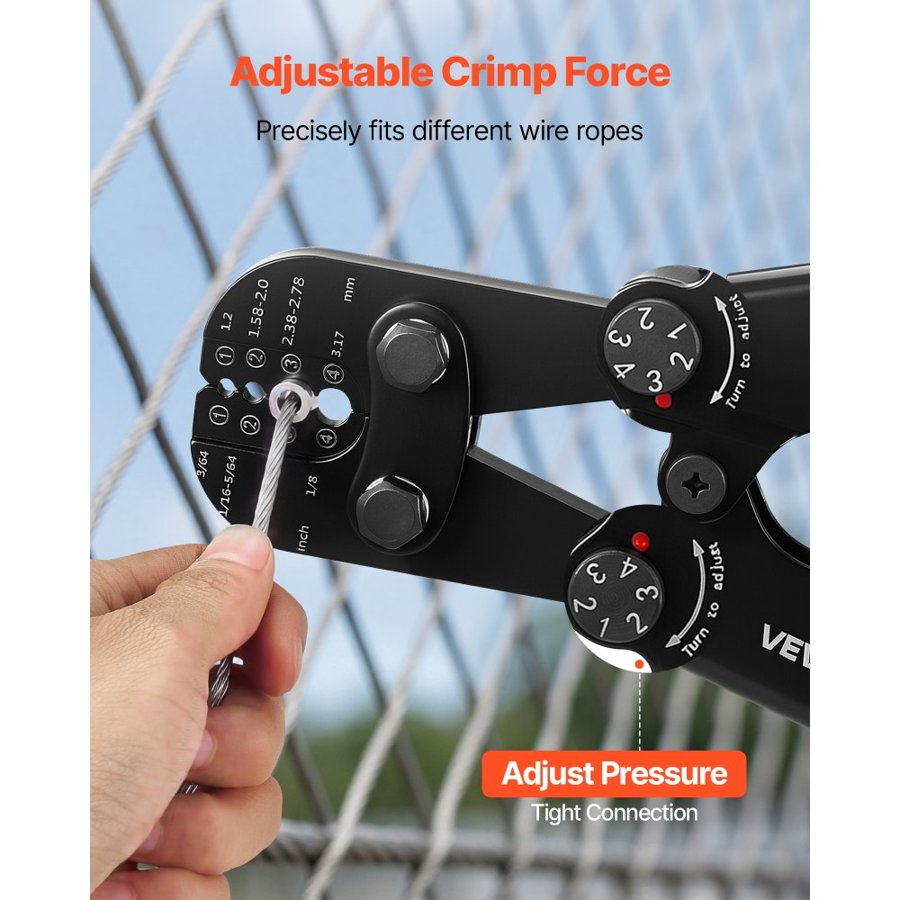 VEVOR Steel Wire Rope Crimping Tool – 1.2-3.17mm Range