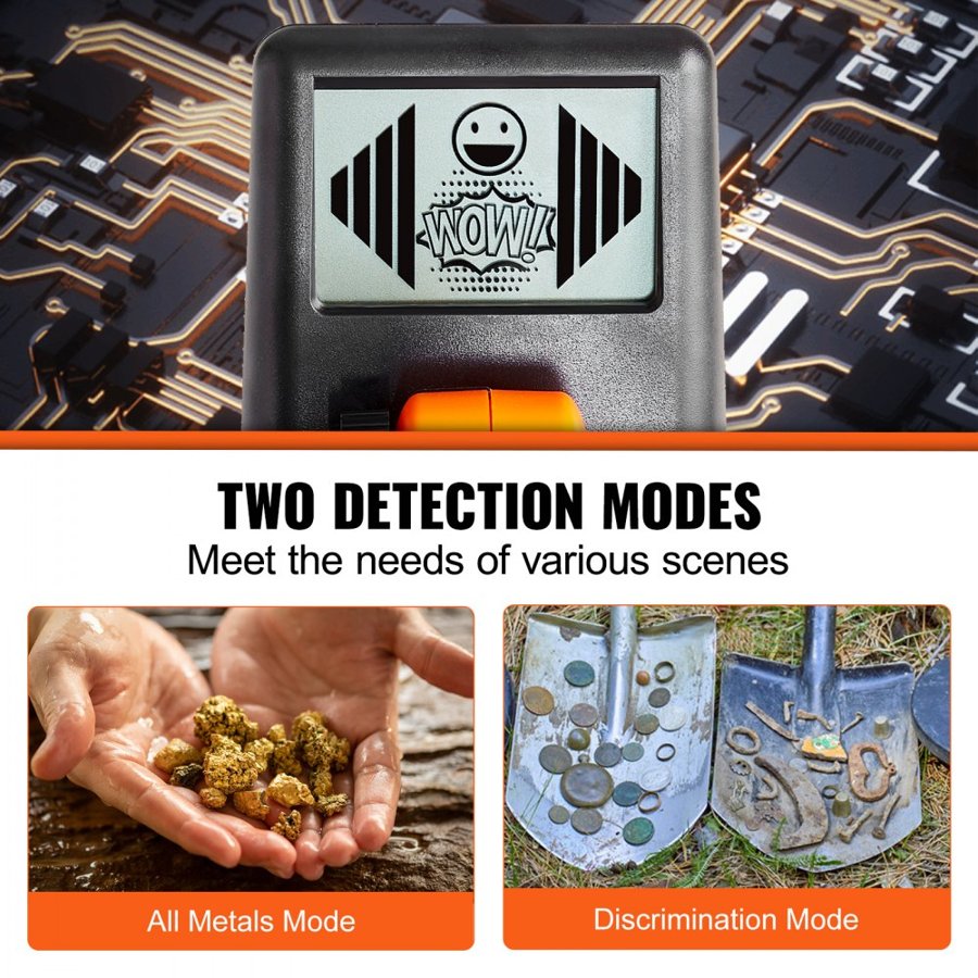 VEVOR Metal Detector for Kids, 15.2 cm Waterproof Search Coil with LCD Display, Adjustable 66 cm - 91.4 cm Gold Detector, Lightweight Carbon Fiber Stem for Junior & Youth Detecting Gold Coin Treasure