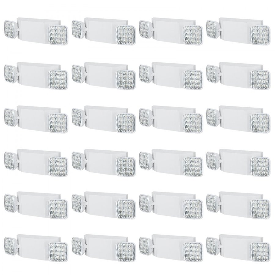 VEVOR 24 Pack Commercial Emergency Light, 3W, White LED Emergency Exit Lighting Fixtures with 180 Minutes Backup Battery Adjustable 2 LED Square Head, Ceiling or Wall Mount for Business Power Outages