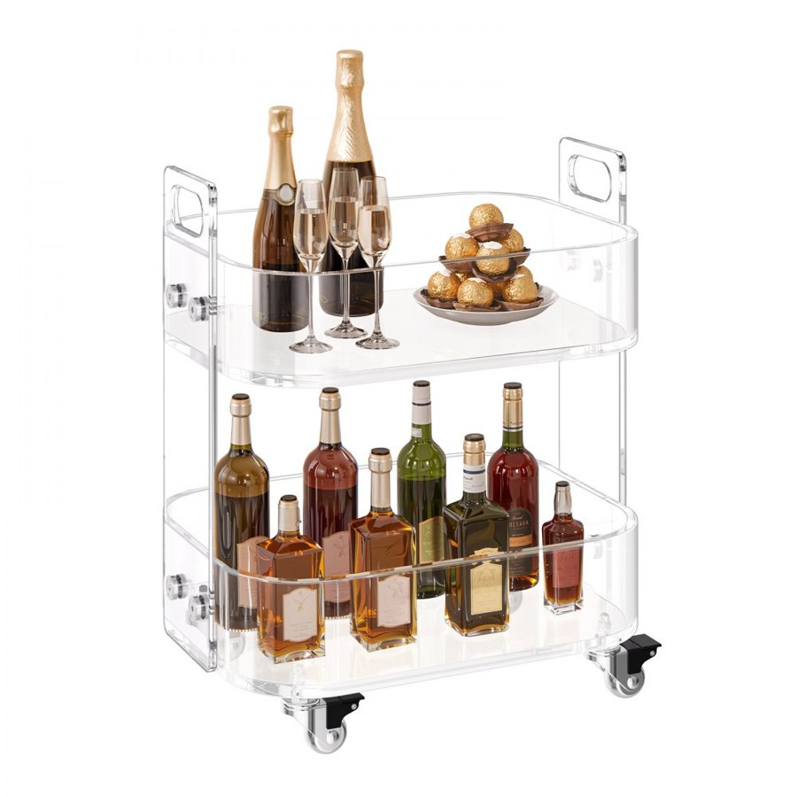 VEVOR Acrylic Side Table With Wheels – 12 × 16.3 × 18.9 In