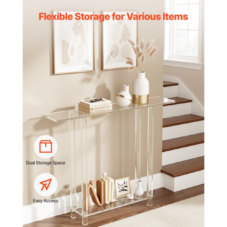 VEVOR Narrow Acrylic Console Table – 7.6 x 39.4 x 31.5 Inch