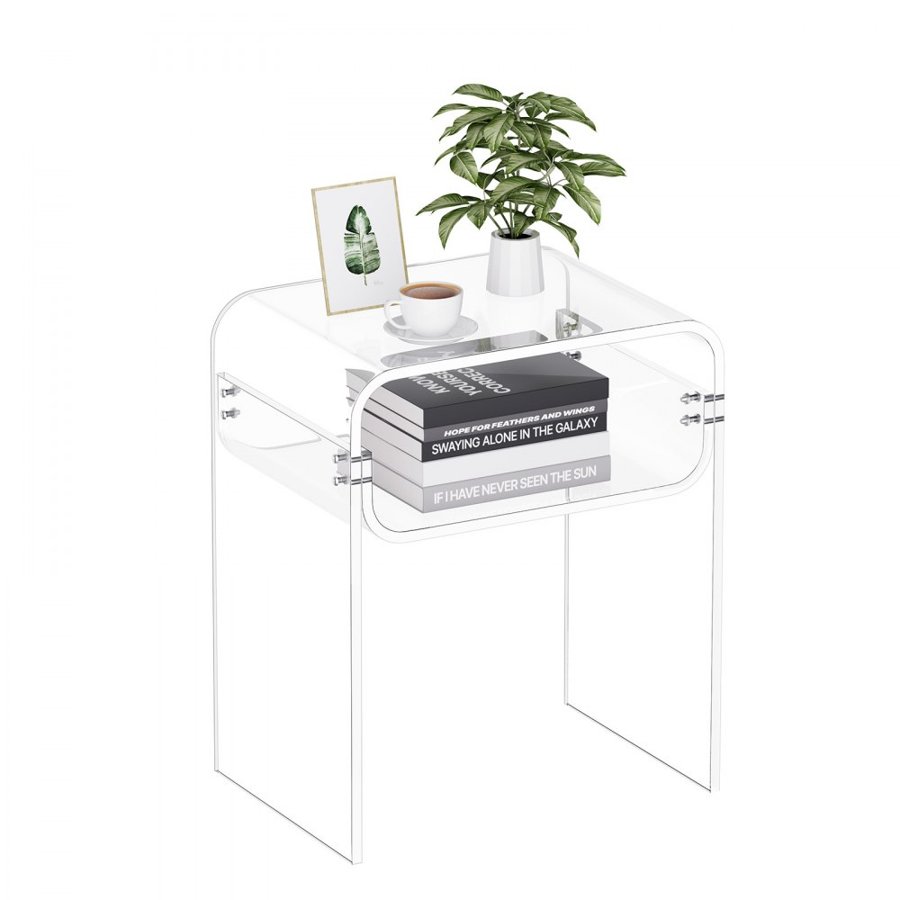 VEVOR Acrylic Clear Side Table - 2 Tier, 11.8x15.7 Inches