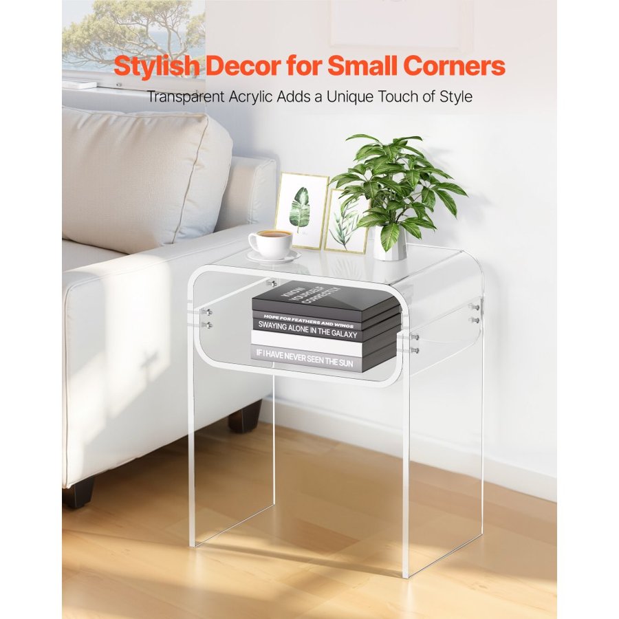 VEVOR Acrylic Clear Side Table - 2 Tier, 11.8x15.7 Inches