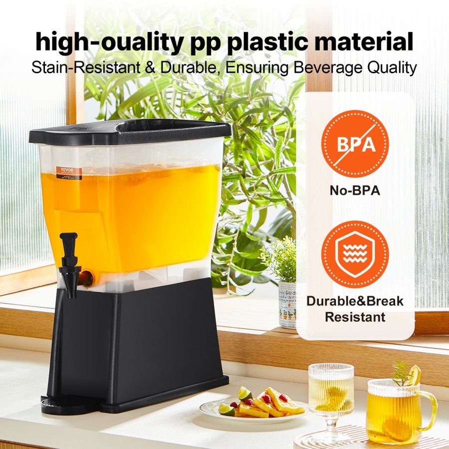 VEVOR Beverage Dispenser, 3 Gallon Drink Dispenser for Parties, Plastic Juice Dispenser with Stand Spigot Lid, Iced Tea Lemonade Juice Water Dispenser, for Restaurants, Hotels, Parties