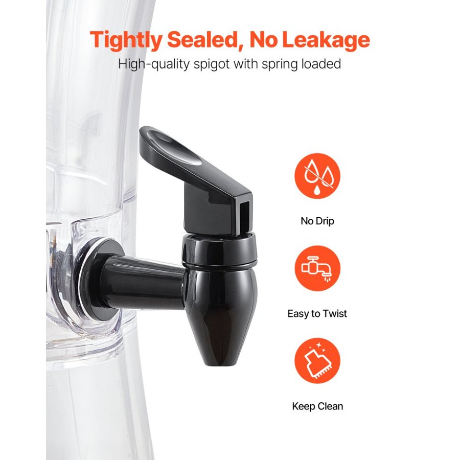 VEVOR Beverage Dispenser, 13L Drink Dispenser for Parties, Plastic Juice Dispensers with No-Drip Spigot, Iced Tea Lemonade Juice Water Dispensers, for Restaurants, Hotels, Parties