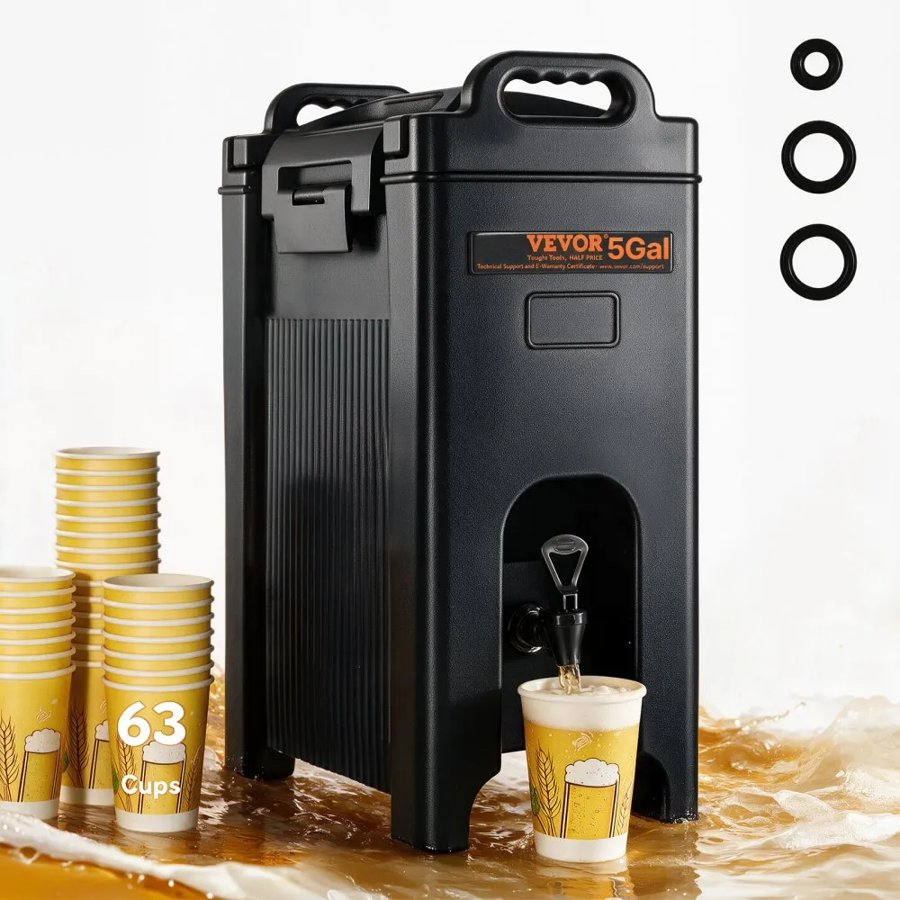VEVOR Insulated Beverage Dispenser, 18.9 L, Food-grade LDPE Hot and Cold Beverage Server, Thermal Drink Dispenser Cooler with 2.3 cm PU Layer Two-Stage Faucet Handle, for Restaurant Drink Shop