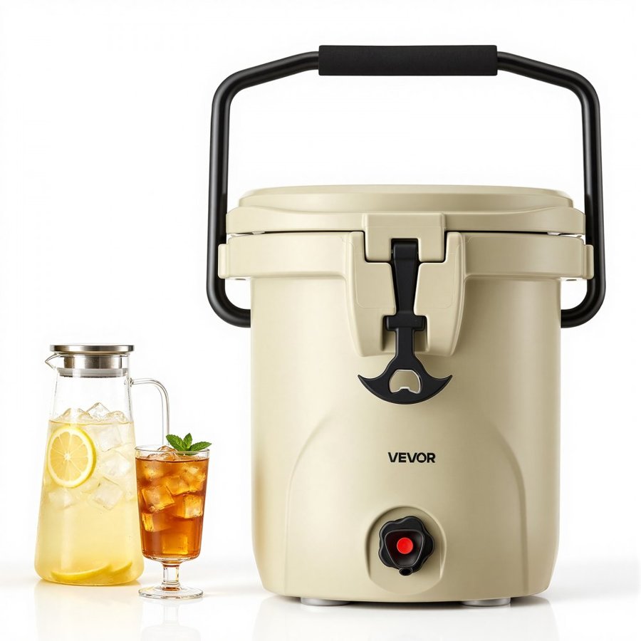 VEVOR Insulated Beverage Dispenser 13 Liters Hot and Cold Beverage Server, for Camping Outdoor Events Parties, Leakproof Ice Water Drink Cooler, with Easy Pour Spigot, Latched Lid, Portable Handle
