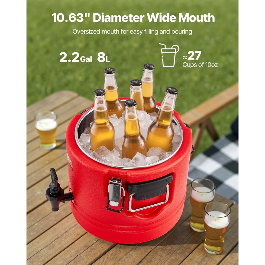 VEVOR Insulated Beverage Dispenser – 2.2 Gal, 304 Steel