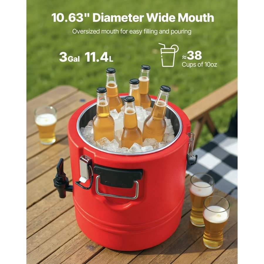 VEVOR Drink Dispenser Insulated – 3 Gal/11.4 L Hot & Cold