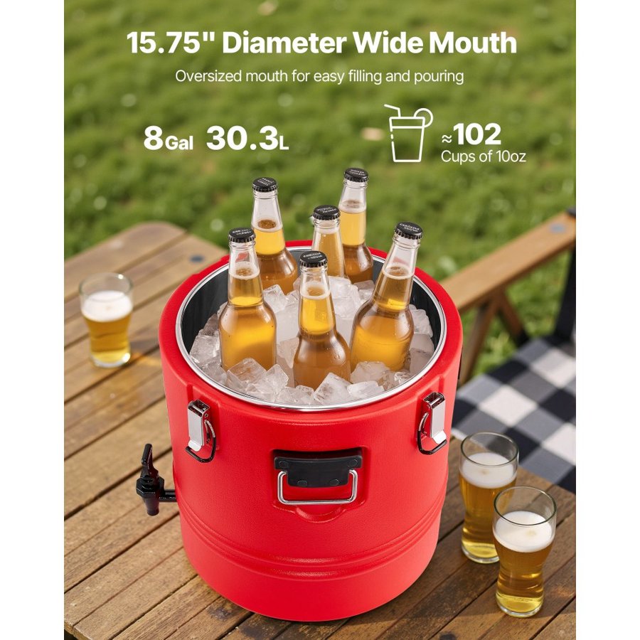 VEVOR Insulated Drink Dispenser - 8 Gal, 30.3 L Spigot
