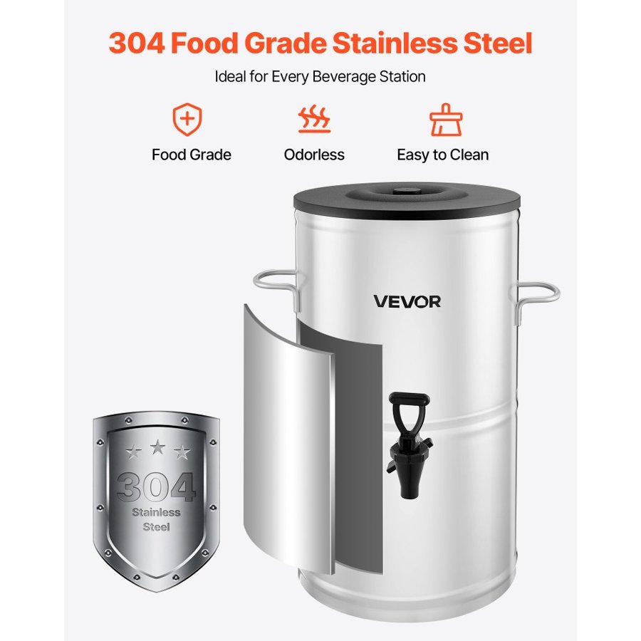 VEVOR Stainless Steel Iced Tea Dispenser – 4 Gal, 304 Grade