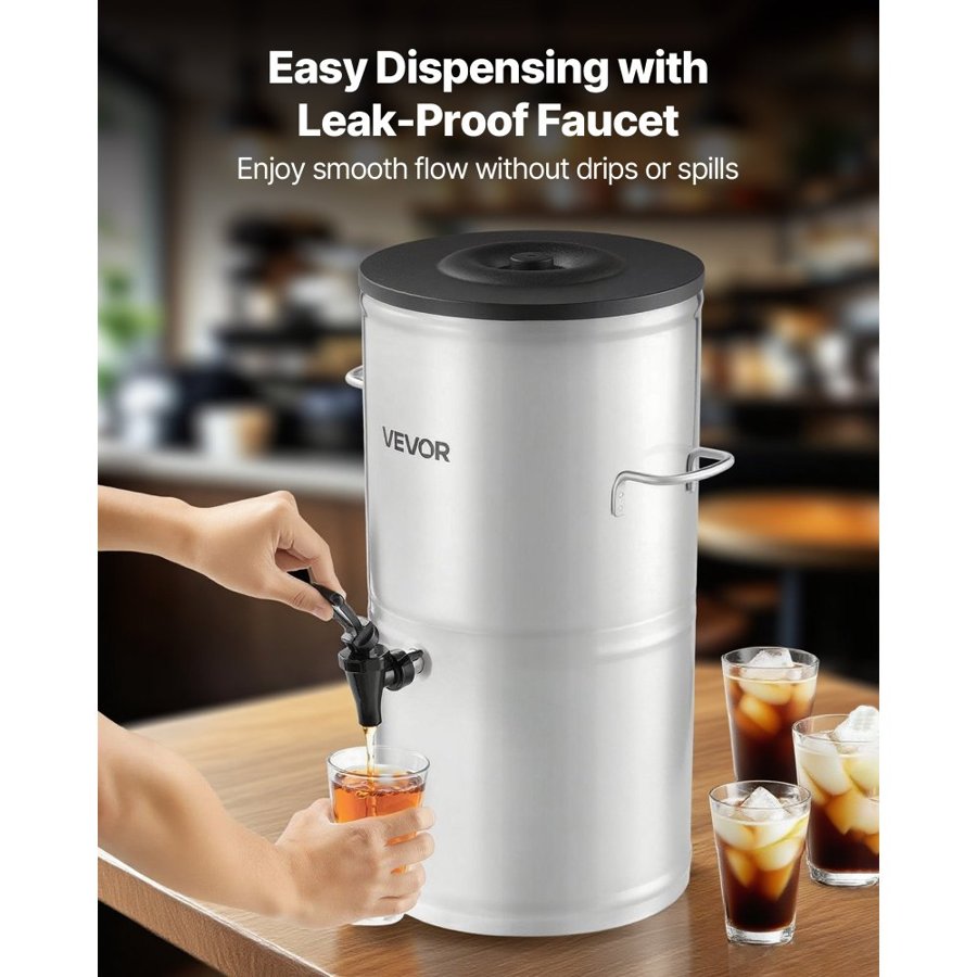 VEVOR Stainless Steel Iced Tea Dispenser – 4 Gal, 304 Grade