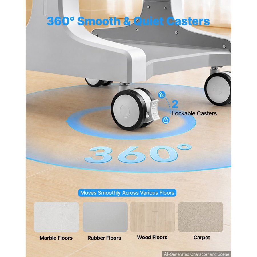 VEVOR Medical Cart 50 kg Max Load Medical Trolley Cart with 2 Drawers, for Clinic, Hospital, Laboratory, Stable Support, Silent Rolling Trolley with 360° Swivel Lockable Wheels, Organized Storage