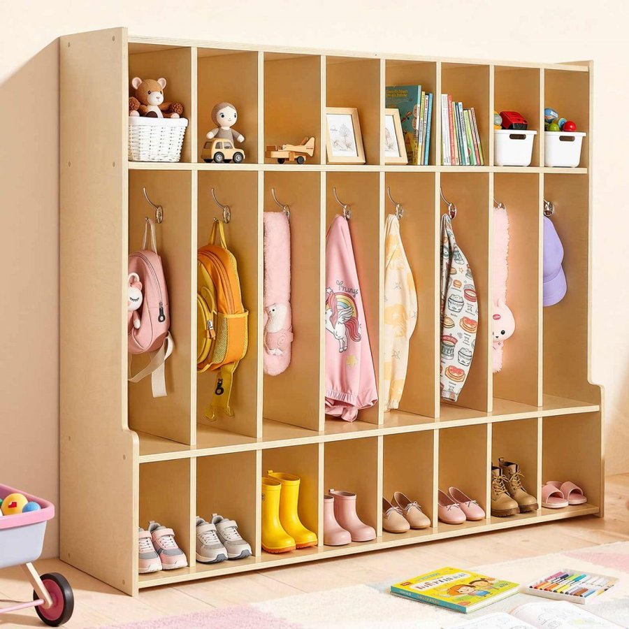 VEVOR 8 Section Kids Coat Locker – 53.9 in Wide, 16 Hooks
