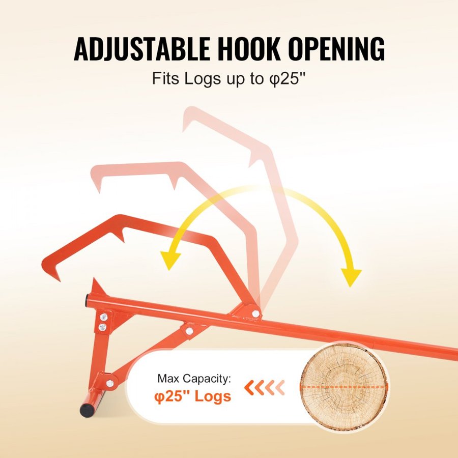 VEVOR Log Lifter Tool – 48" Handle, 25" Max Diameter