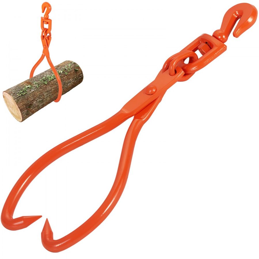 VEVOR Log Skidding Tongs, 18 inch 2 Claw Log Lifting Tongs, Heavy Duty Rotating Steel Lumber Skidding Tongs, 772 lbs/350 kg Loading Capacity, Log Lifting, Handling, Dragging & Carrying Tool