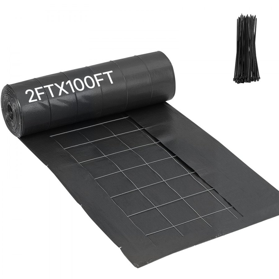 VEVOR Silt Fence Fabric Rolls, 0.6×30.5 m Backed Wire Silt Fence, Erosion Control Fencing for Sediment Retention, Industrial Grade Temporary Tough Polypropylene Fabric for Construction Job Sites