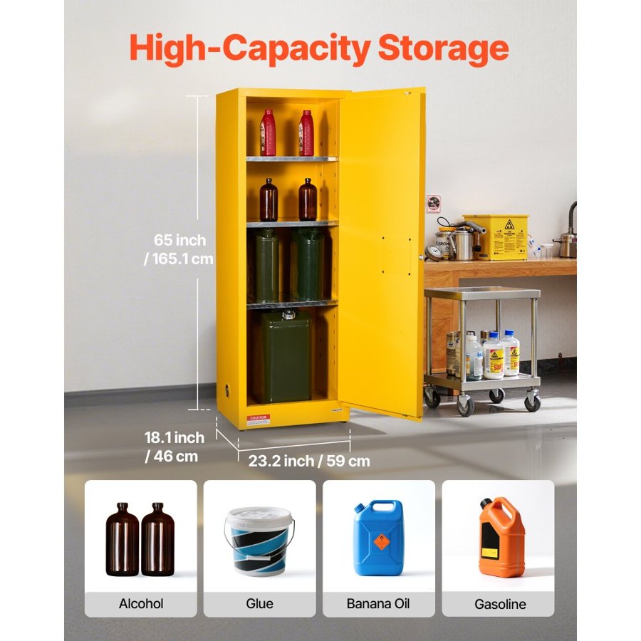 VEVOR Flammable Cabinet Storage – 23 Gal, Steel, Yellow
