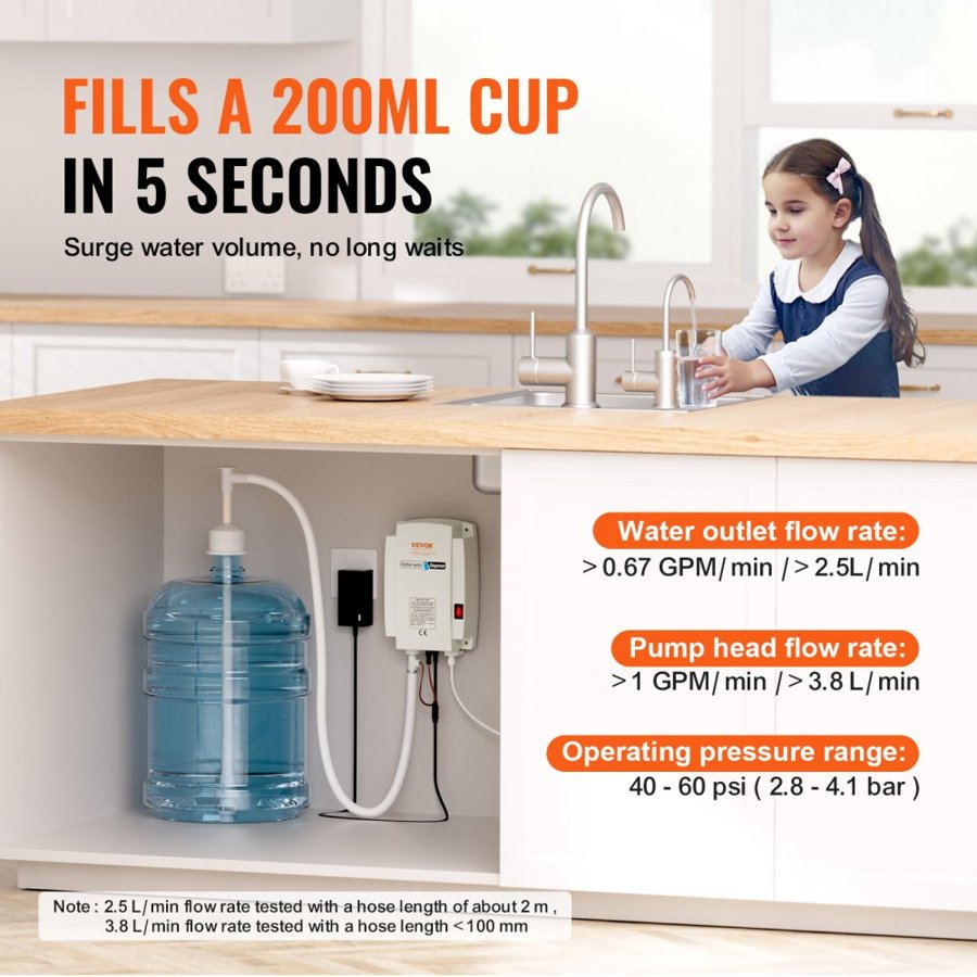 VEVOR 3.8 L Water Dispenser Pump 40psi Coffee Maker Auto Pressure High Reputation