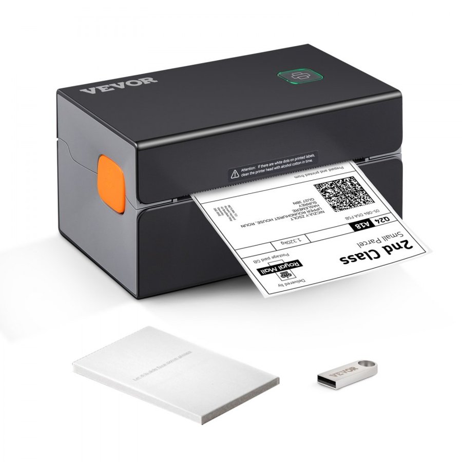 VEVOR Thermal Label Printer, 300DPI for 4x6 Mailing Packages, Bluetooth & Automatic Label Recognition, Support Windows/MacOS/Linux/Chromebook/Android/IOS, Compatible with Amazon, eBay, Etsy,etc, Black