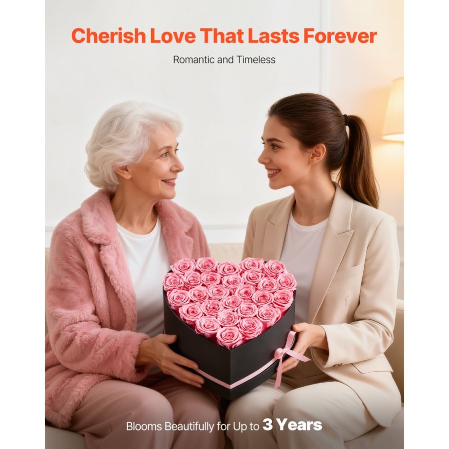 VEVOR Pink Forever Flowers - 27 Real Roses, 3 Years