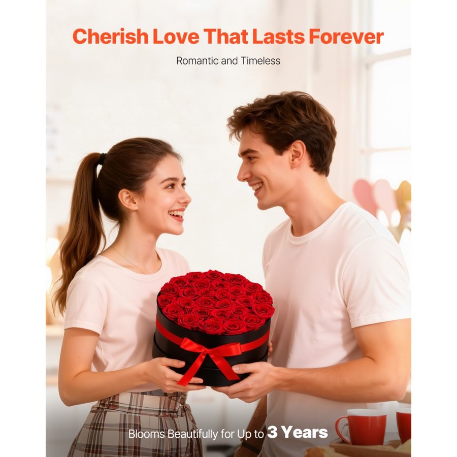 VEVOR Long Lasting Roses Box – 27 Preserved, 2 Red