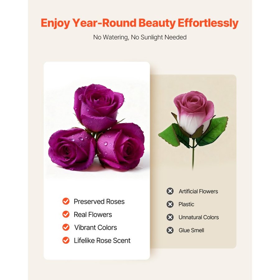 VEVOR Purple Forever Flowers – 27 Preserved Roses, 3 Years