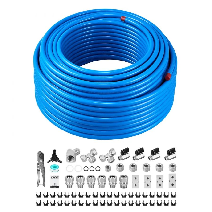 VEVOR Air Compressor Line Kit, 79m x 12.7mm, HDPE-Aluminum Compressed Air Piping System, High Pressure Resistant, Leak-Proof & Easy-to-Install, Compressed Air Tubing Kit for Garages Workshops