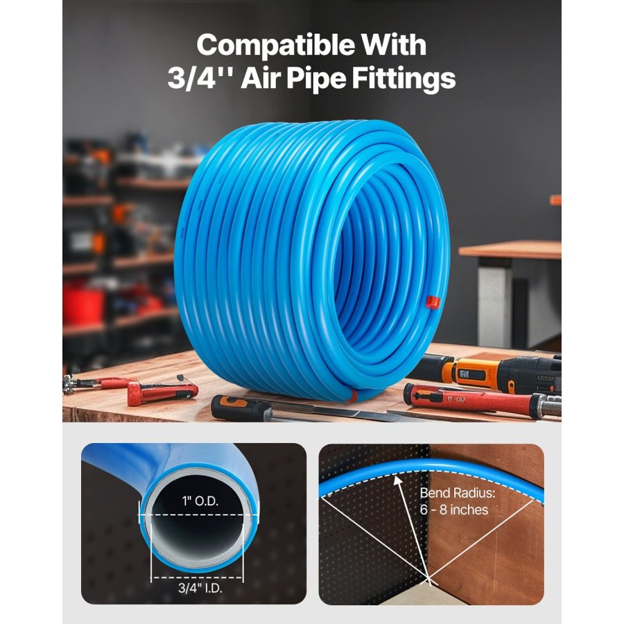 VEVOR Air Compressor Line Kit – 200FT x 3/4", 4 TEE, 6 NPT